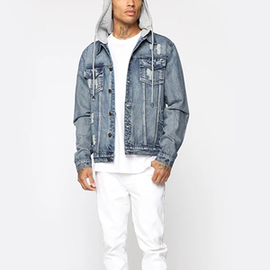 Chaquetas de Mezclilla Formales Personalizadas al por Mayor para Hombre, Lavado Ácido, Cierre de Botones, Color Sólido, Estilo Vintage, 100% Algodón, Corte Regular - Product Image 1