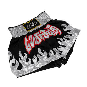 Pantalones Cortos Deportivos de Artes Marciales con Estampado Tejido en la Parte Delantera, Cintura Elástica, para Entrenamiento Profesional y Sparring, Secado Rápido, para Muay Thai - Product Image 5