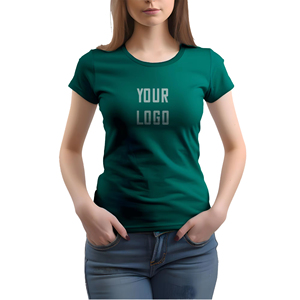T-shirt court à manches courtes en jersey bleu marine personnalisé pour femmes, décontracté, ample, imprimé en relief, pour l'été - Product Image 2
