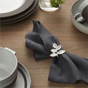Anneau de serviette moderne en métal motif feuille argentée pour banquet, décoration de table, accessoires de maison, fournisseur en gros - Product Image 1