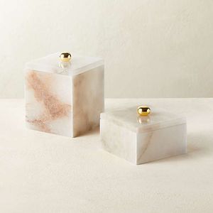 Juego de cajas de almacenamiento de resina de mármol, muy vendidas, con tapa, organizador decorativo, contenedor de almacenamiento multiusos, diseño de lujo moderno - Product Image 4