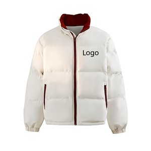 Men's Puffer <b>Jacket</b> Hooded Collar Zipper Closure <b>Reversible</b> Waterproof Windproof Casual Regular Fit Polyester Filling Faux Fur - Product Image 1