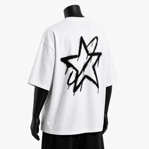 <b>White</b> Oversized Graphic <b>T</b> <b>Shirt</b> Loose Drop Shoulder Crew Neck Letter Print Flame Hem Tee - Product Image 2
