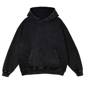 Custom Logo Stone Washed Custom Print Option Hoodie for Men 100% Cotton Black Winter Cotton <b>Fleece</b> Breathable Pullover Hoodie - Product Image 1