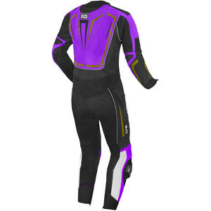Traje de Motociclismo de Cuero Personalizado Negro y Morado de Una Pieza, con Protección CE, para Pista, para un Rendimiento Profesional - Product Image 2