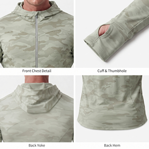 <b>Men</b> <b>Camo</b> Printed Slimming Hooded Yoga <b>Jacket</b> Gym Workout Wear Base Layer Zipper Hoodie <b>Men</b> 100% Polyester Compression Zipper Top - Product Image 6