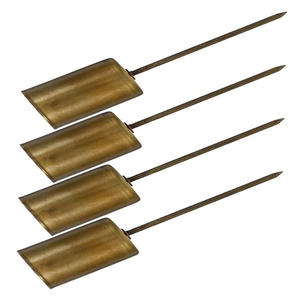 Set Of 3-Piece Hand-Forged <b>Cast</b> Iron Bow Shaped Metal Taper Candle Holders, Antique Gold Finish - Product Image 4