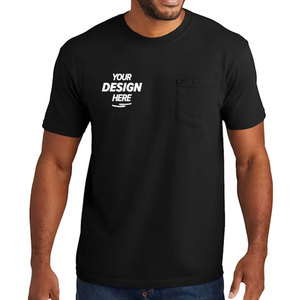 T-shirt décontracté uni à manches courtes pour homme, en coton biologique durable, léger et respirant, avec poche, vente en gros - Product Image 4