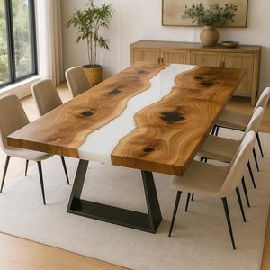 White <b>Epoxy</b> Dining Sofa <b>Table</b> Top I Restaurant and Bar <b>Table</b> Top I <b>Resin</b> Hallway <b>Table</b> <b>for</b> Home Decor I Custom <b>Resin</b> Art <b>Table</b> - Product Image 2