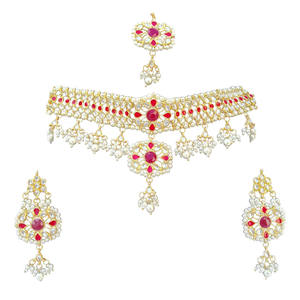 Parure de bijoux classique Bollywood, style designer, en cuivre Kundan, collier ras-du-cou et boucles d'oreilles, plaqué argent, zircon, pour mariage, fiançailles, fête - Product Image 3