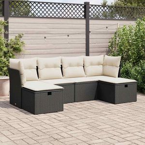 Set Divano da Giardino Nero e Crema con Contenitore, 6 Posti, Mobili da Esterno in Vimini, Design Contemporaneo - Product Image 1