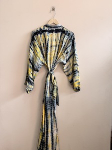 Robes longues bohèmes d'été, kimono vintage en soie de sari, robes faites à la main - Product Image 2