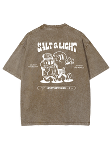 T-shirt décontracté en coton délavé à l'acide, surpiqué, respirant, coupe oversize, anti-plis, anti-rétrécissement, logo personnalisé tricoté - Product Image 6