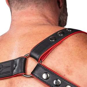 Harnais d'épaule en fausse fourrure pour homme, bleu, design minimaliste, sexy, en dentelle, pour club - Product Image 4