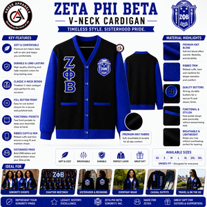 เสื้อคาร์ดิแกนอะคริลิกสำหรับผู้หญิง ยี่ห้อ Zeta Phi Beta รุ่น Finer Embroidery ป้องกันรอยยับ สไตล์วินเทจ |   เสื้อคาร์ดิแกนปักลายแบบกำหนดเองของชมรม ZOB - Product Image 5