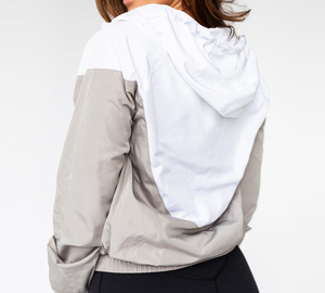 Women Windproof Racer Jacket Full Zip Hooded Contrast Color Block Long Sleeve Polyester Material Spring Wear - Product Image 4