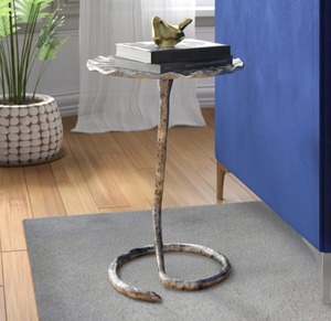 Mesa de centro moderna hecha a mano con tapa de hoja y base curva, estilo rústico industrial, muebles para sala de estar - Product Image 6