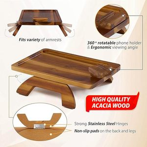 Table de canapé stable en bois |   Plateau antidérapant pour accoudoir de canapé |   Fabricant de plateaux de canapé pliables en bois - Product Image 1