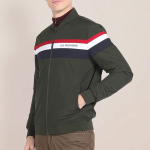 Chaqueta Bomber Estilo Polo para Hombre, Diseño Color Block, Cierre de Cremallera, Cuello Alto, Deportiva, Otoñal, de la Mejor Calidad - Product Image 2