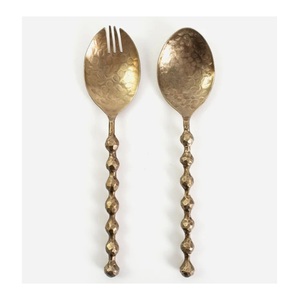 High Quality Stainless Steel <b>Salad</b> Spoon Set Gold <b>Salad</b> Servers Set Hammered Metal Fork and Spoon Long Beaded Handle <b>Salad</b> <b>Tools</b> - Product Image 1