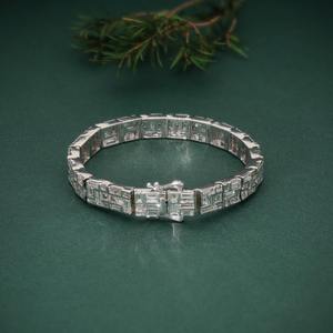 Pulsera de Diamantes de Platino para Mujer, Corte Baguette, Color D Natural, Certificado GIA, Estilo Clásico, Joyería de Boda - Product Image 2