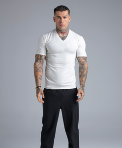 Camiseta de Cuello Redondo de Manga Corta para Hombre, Algodón Grueso de 280 g/m², Color Sólido, Estilo Simple, Holgado e Informal, Venta al Por Mayor Personalizada - Product Image 3