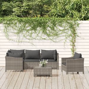 Ensemble de salon de jardin moyen en polyrotin gris avec acier thermolaqué – Mobilier d'extérieur élégant - Product Image 1