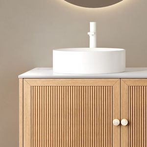 Lavabo in ceramica rotondo MUNIN 16 bianco senza rubinetto o mobiletto per bagno - Product Image 3