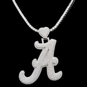 Colgante de Moissanita con Letra Árabe, Joyería Hip Hop Iced Out, Colgante Personalizado con Nombre Brillante, Regalo para Hombres y Mujeres - Product Image 1