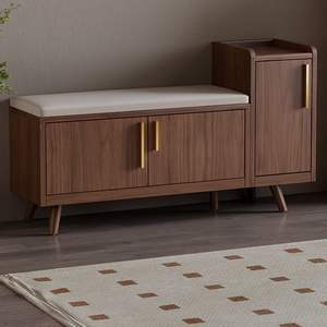 Banc de rangement pour chaussures en teck - Product Image 1