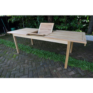 Table à manger rectangulaire extensible en teck massif avec un design moderne et une finition bien poncée pour une utilisation en extérieur TAB25 - Product Image 1