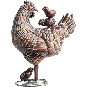 Estatua Antigua de Metal de Gallina Madre y Pollitos para Jardín, 13.5'' L x 18'' H, Esculturas de Exterior, Decoración para Patio de Gallinas - Product Image 2