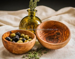 Bol de service en bois de haute qualité bol rond pour salades Fruits nourriture fruits secs en bois fait à la main pour la fête à la maison Restaurant moderne - Product Image 1