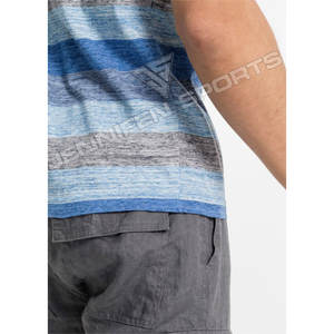 Camiseta de Verano de Manga Corta para Hombre, Unisex, Mezcla de Algodón/Poliéster, de Alta Calidad, Transpirable, de Secado Rápido, a Rayas, Personalizada, Multicolor, al por Mayor - Product Image 4