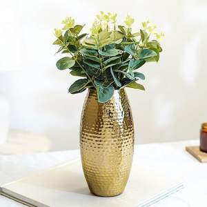 Ensemble de 2 vases à fleurs de grande taille, tendance, en laiton, pour la maison, l'hôtel, les mariages, décoration de table, couleur or mat, vase en métal - Product Image 1
