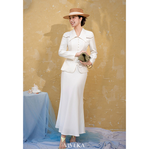 Blazer élégant blanc pour femme, à manches longues, avec peplum, anti-plis, pour le bureau, <span class=keywords><strong>ELODIE</strong></span> - Product Image 2
