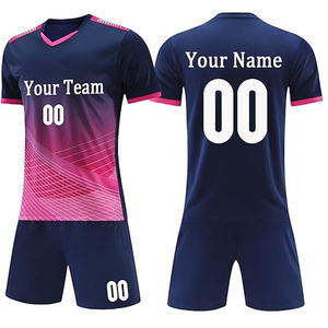 Ensemble d'uniformes de football personnalisés pour hommes grandes tailles, respirant, séchage rapide, maillot à manches courtes en polyester, short, logo d'équipe, OEM - Product Image 4