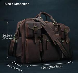 Maletín de Cuero Genuino Crazy Horse de Grano Completo, Duradero, para Hombre, para Portátil de 15 Pulgadas, para Uso en Oficina, LLB-0396 - Product Image 4