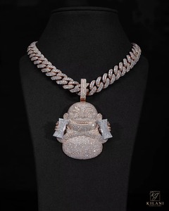 Iced Out Laughing Buddha Pendant VVS Moissanite Hip Hop Pendant 925 Silver Custom Two Tone Pendant Pass Diamond <b>Tester</b> Pendant - Product Image 3