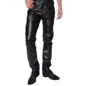 Wholesale Custom Made Genuine <b>Leather</b> <b>Pants</b> for <b>Men</b> with Custom Logo Unique Design Straight Mid Rise Eco-Friendly Breathable - Product Image 1