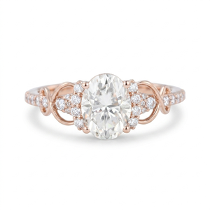 Anillo de Compromiso Gemver 1886 con Diamante Cultivado en Laboratorio de 2.00 Quilates, Corte Ovalado, Color F, Claridad VS1, con Baño de Oro Rosa de 14K para Mujer - Product Image 1