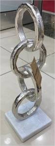 Escultura Moderna de Eslabones de Cadena de Bronce, Estatua de Metal con Anillas Verticales, Objeto de Arte Abstracto sobre Base de Mármol, Decoración de Lujo para el Hogar - Product Image 4