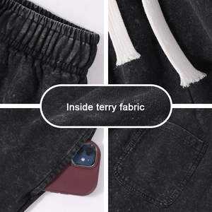 Pantalones cortos vintage informales de verano para hombre, pantalones cortos de algodón pesado lavados con ácido con logotipo personalizado, pantalones cortos de moda para hombre - Product Image 6