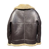 Veste en cuir véritable pour homme, doublure en peau de mouton, coupe-vent, hiver, moto, col rabattu, fermeture éclair, doublure épaisse en sherpa