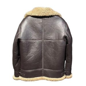 Abrigo de cuero genuino para hombre Chaqueta de piel de oveja natural para hombre Traje de piloto Forro de lana - Product Image 2