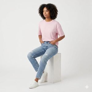 T-shirt oversize pour femme, col rond, manches courtes, coupe décontractée - Product Image 3