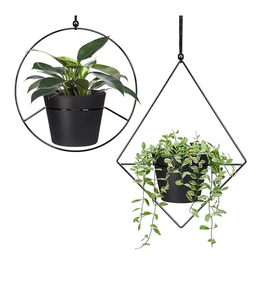 New Crafts Metal Planter Pot Modern Minimalist Black Plastic Flower Pots <b>For</b> Indoor Desk Plants Circular Design - Product Image 3