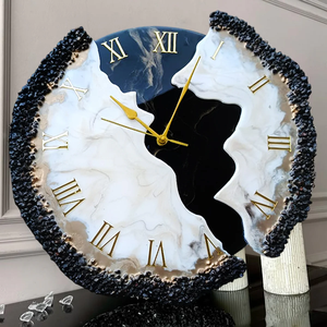 Modern <b>Large</b> Resin Epoxy <b>Wooden</b> Wall <b>Clock</b> Handmade Artistic Decorative <b>Clock</b> for Living Room Office and Hotel Interiors - Product Image 3