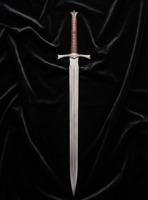 Couteau long Bowie à lame droite en acier carbone fait main, manche en cuir, pointe de lance, lame unique, 32 pouces, multifonctionnel pour l'extérieur
