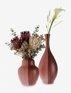 Juego de 2 Jarrones Modernos de Metal Rojo, Hechos a Mano, para Decoración del Hogar - Product Image 1